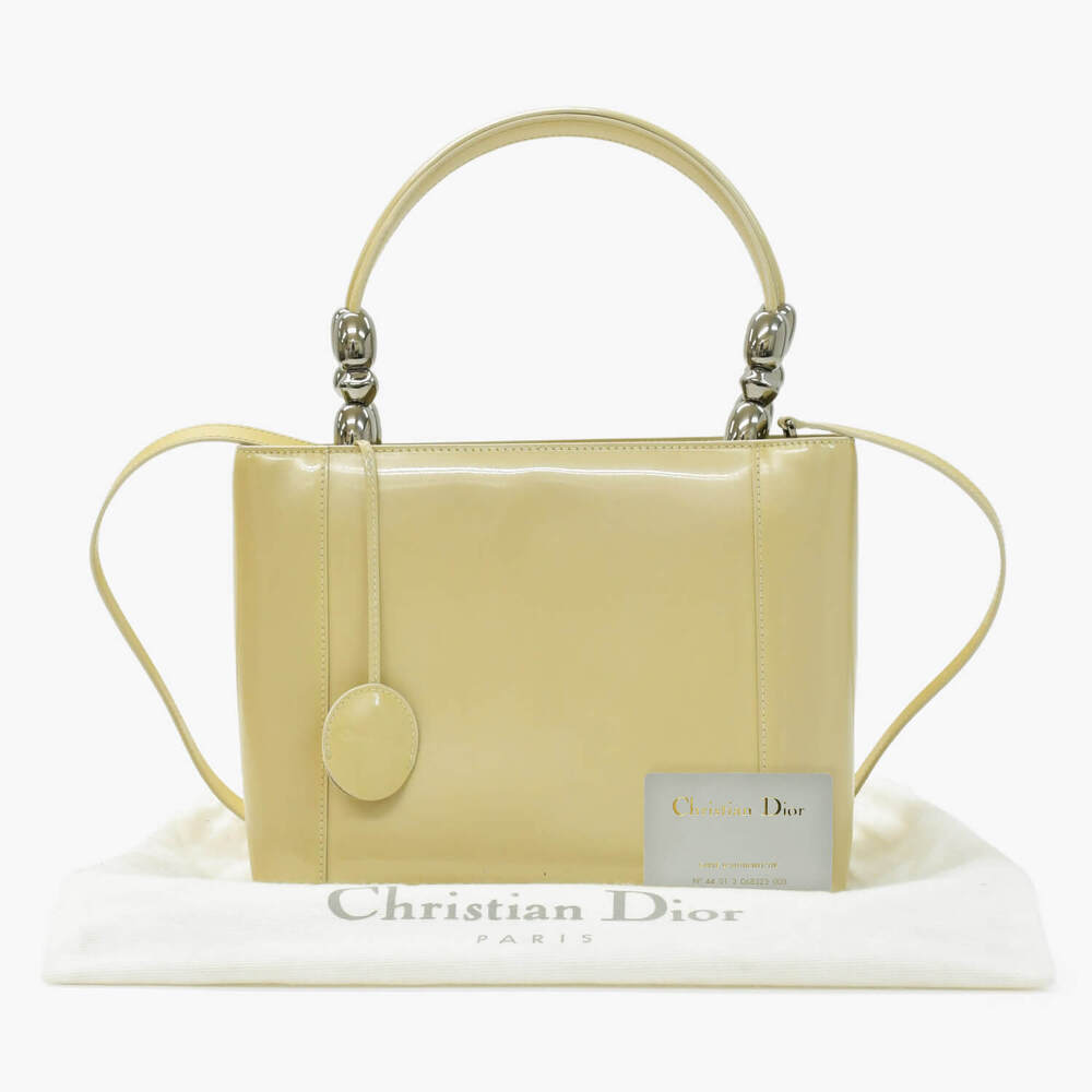 CHRISTIAN DIOR Maris Pearl Bag Handbag Shoulder Beige Tan